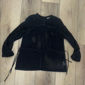 Black Eyelet Long Sleeve Top
